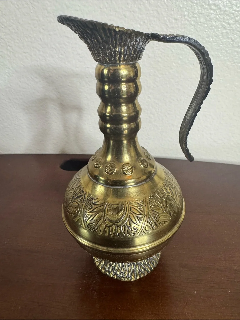 Vintage ornate brass pitcher